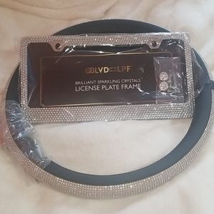 Sparkle license plate frame & steering wheel cover
